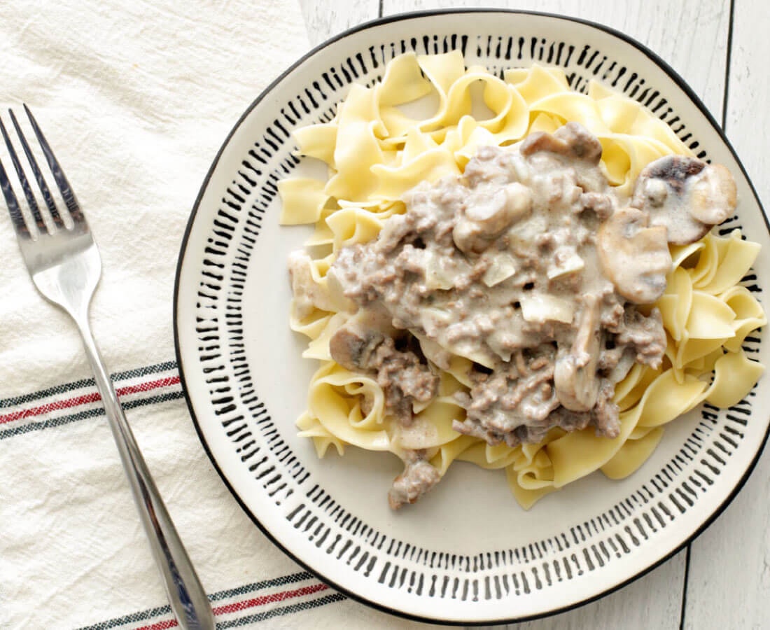 Homemade beef stroganoff