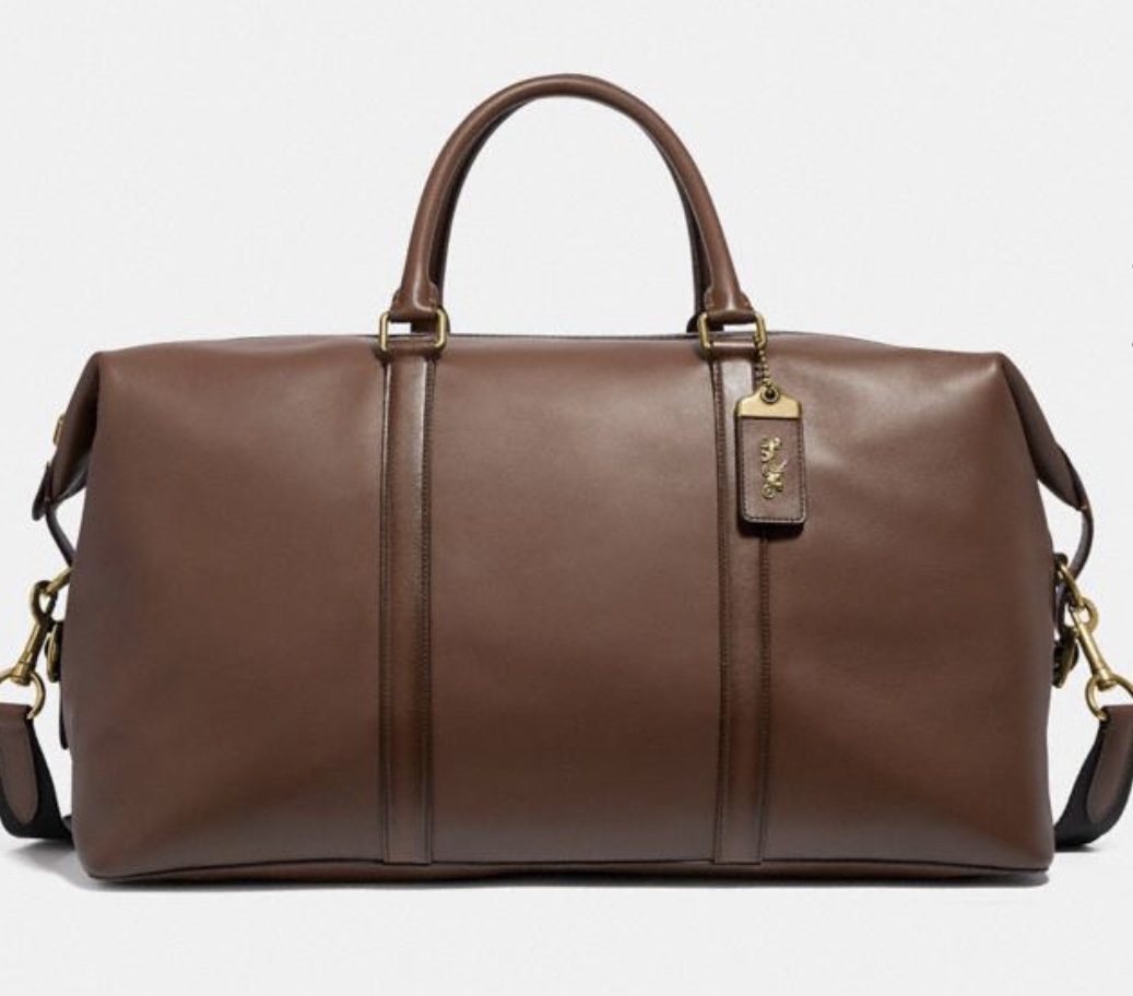 Men’s leather weekender bag coach