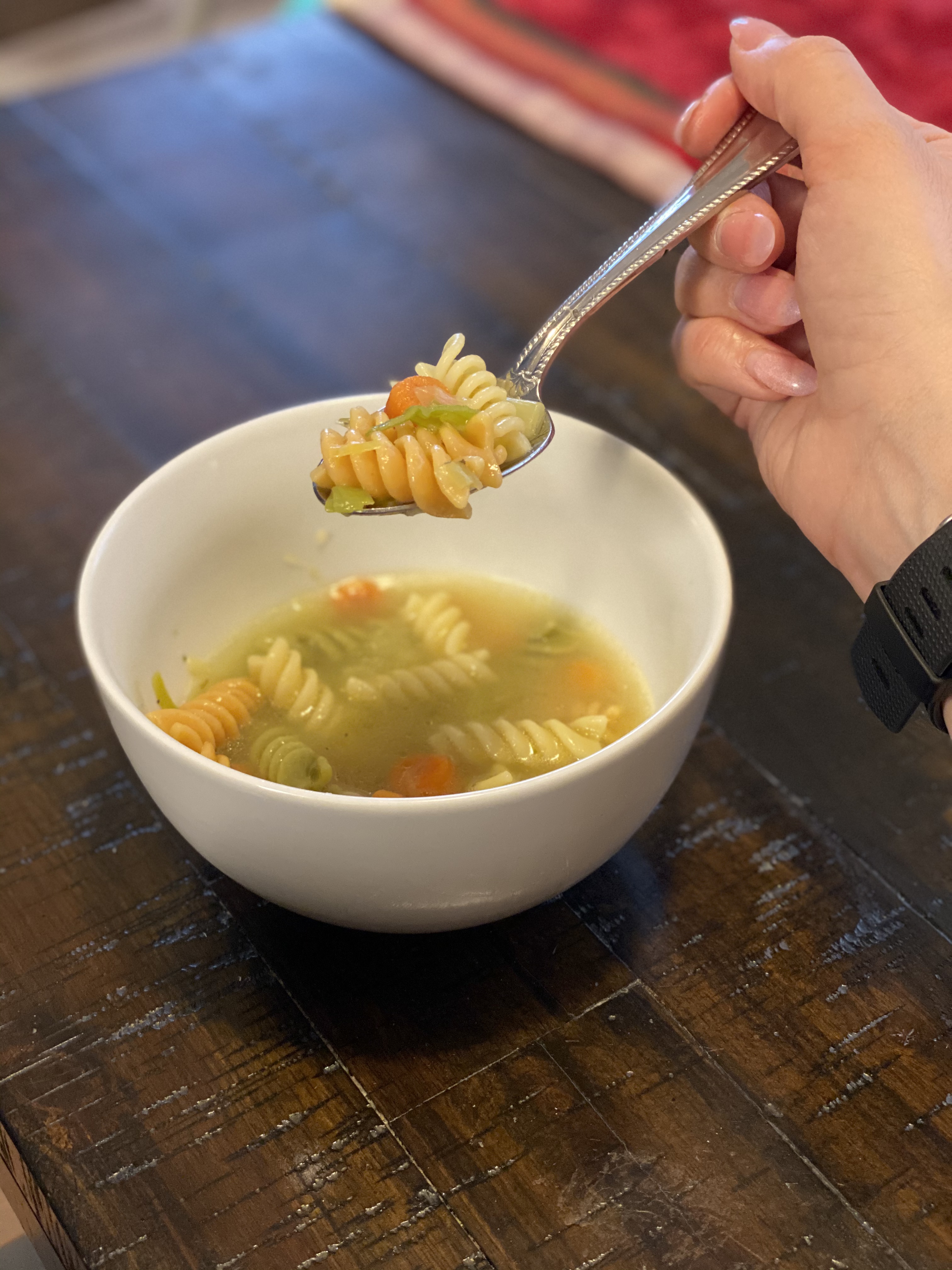 Carrot leek noodle soup 