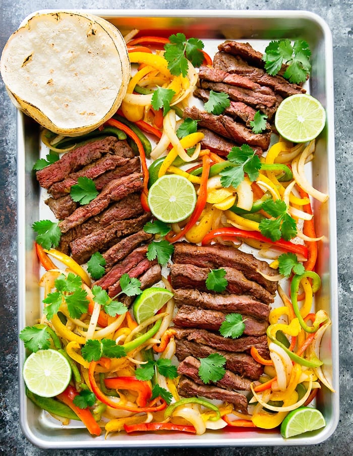 Steak fajita sheet pan dinner
