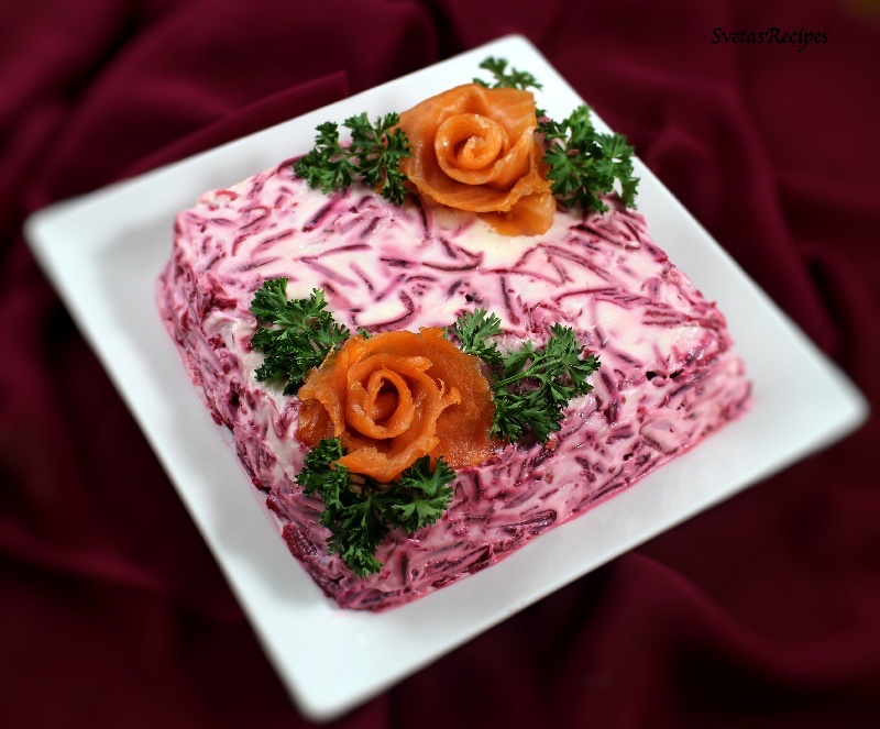 Herring under fur coat salad
