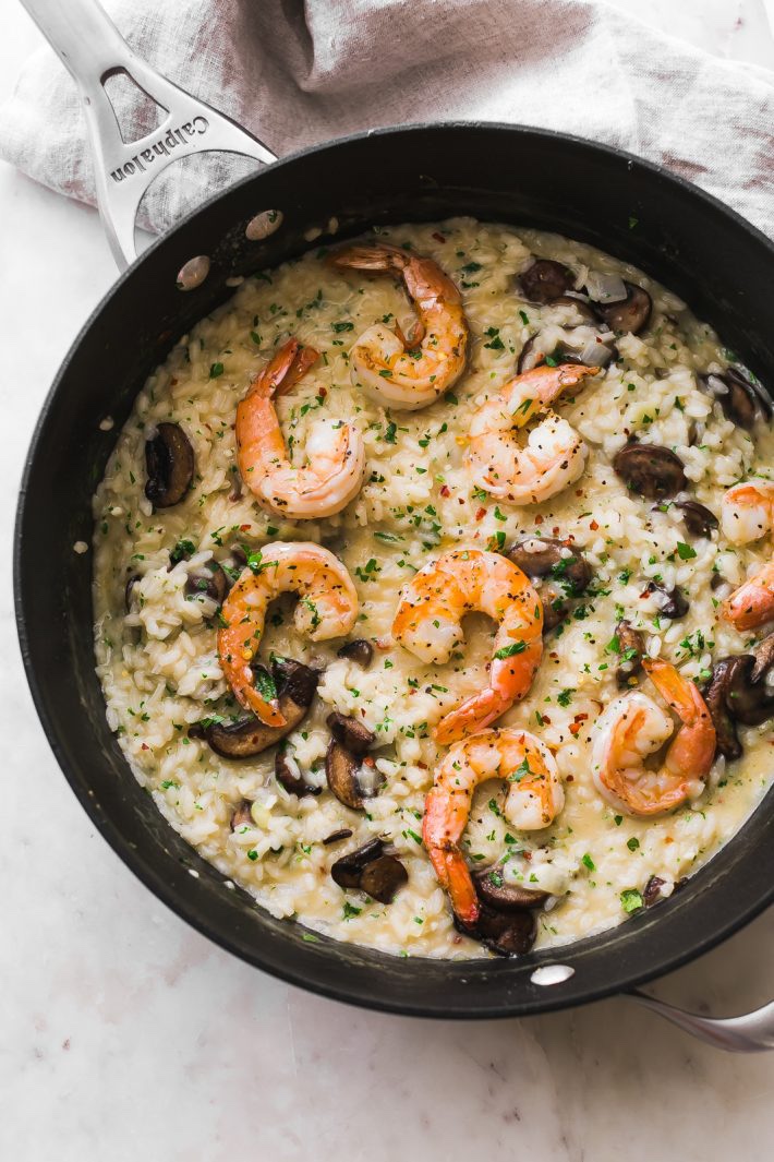 Italian shrimp mushroom risotto