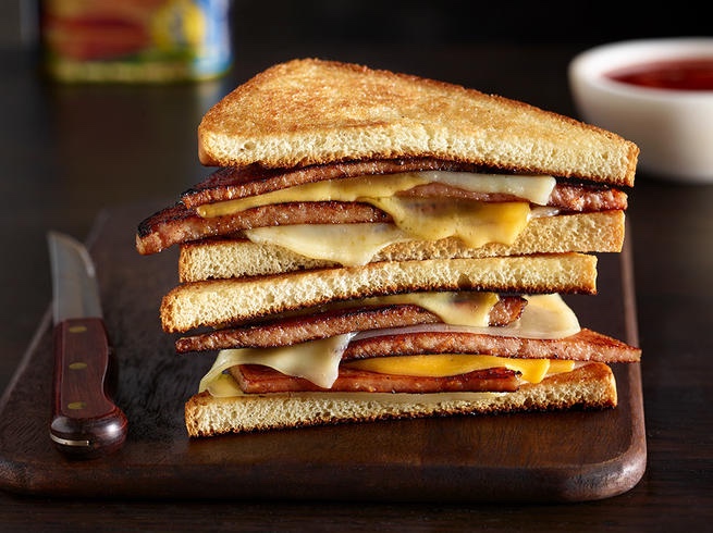 Spam and cheese sandwich